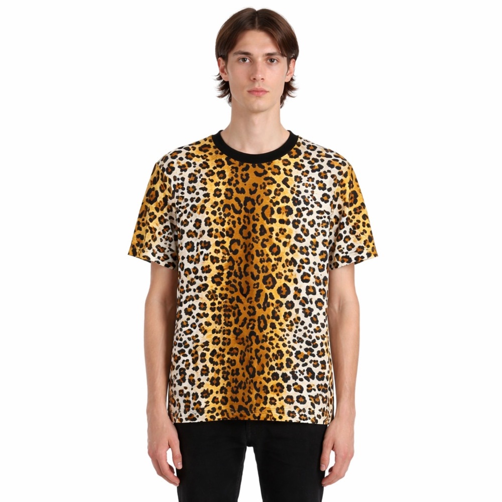 Love Moschino Mens Leopard Print Graphic T-shirt‎ Medium Streetwear Designer
